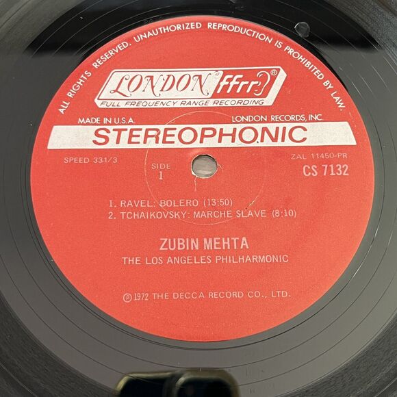 Mehta Bolero Sensational Orchestral Showpieces Vinyl LP 1972 London CS 7132 - Picture 3 of 8